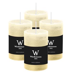 Wiedemann Cilinderkaars/stompkaars - 4x - rustieke kaars - creme wit - 6 x 9 cm - 30 branduren -