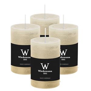 Wiedemann Cilinderkaars/stompkaars - 4x - rustieke kaars - ivoorwit - 6 x 9 cm - 30 branduren -