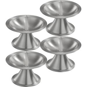 Trend Candles Luxe kaarsenhouder voor stompkaarsen - 4x - zilver - metaal - voor kaarsen van 5-6 cm -