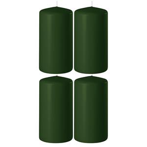 Enlightening Candles 4x Donkergroene cilinderkaarsen/stompkaarsen 6 x 10 cm branduren -