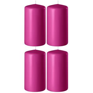 Enlightening Candles 4x Fuchsia roze cilinderkaarsen/stompkaarsen 6 x 10 cm branduren -