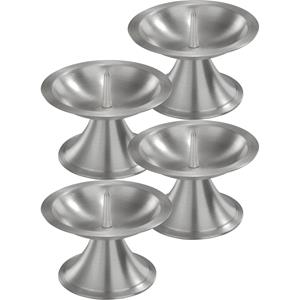 Trend Candles 4x Luxe metalen kaarsenhouders zilver voor stompkaarsen van 7-8 cm -