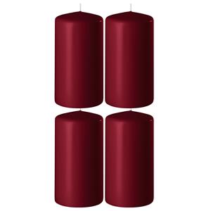 Enlightening Candles 4x Bordeauxrode cilinderkaarsen/stompkaarsen 6 x 10 cm branduren -