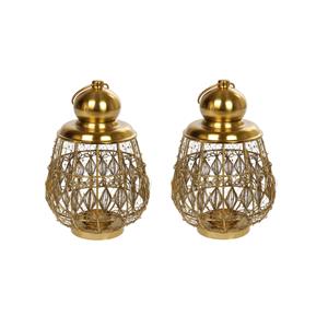 Merkloos 2x stuks kaarshouder/windlicht goud metaal cm -