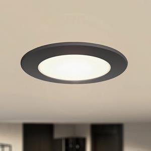 PRIOS LED inbouwspot Rida, zwart, Ø 12 cm, CCT, IP44