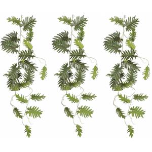 Mica Decorations Mica Decoration kunstplant slinger Philodendron Selloum - 3x - groen - 115 cm - Kamerplant snoer -
