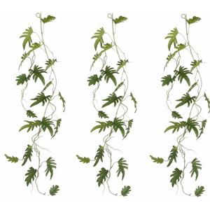 Mica Decorations Mica Decoration kunstplant slinger Philodendron Xanadu - 3x - groen - 115 cm - Kamerplant snoer -