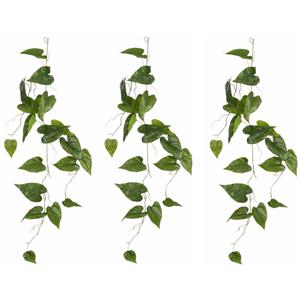 Mica Decorations Mica Decoration kunstplant slinger Philodendron - 3x - groen - 115 cm - Kamerplant snoer -