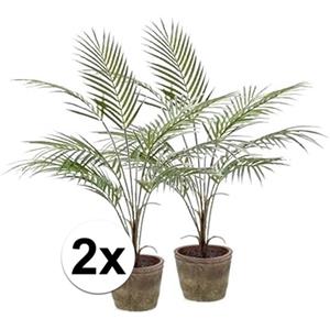 Bellatio flowers & plants 2x Groene palmboom kunstplant 70 cm in pot -