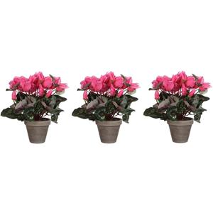 Shoppartners Mica Decorations Kunstplant - Voordeelset van 4x stuks - cyclaam - roze - 30 cm -