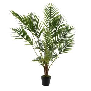 Kaemingk Grote kunstplant Areca/goudpalm - H125 cm - in zwarte plastic pot - kunstplanten -