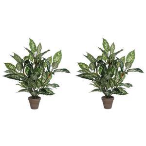 Mica Decorations groene Dieffenbachia kunstplant - 2x - 70 cm - in pot - Kunstplanten/nepplanten -