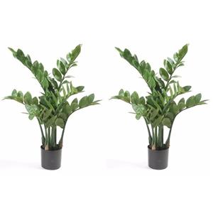 Bellatio flowers & plants 2x Groene Zamioculcus kunstplant 70 cm -