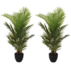 Merkloos 2x Groene kunst goudpalm planten in pot 94 cm -
