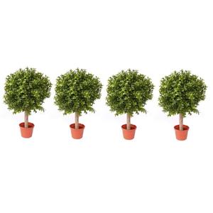 Bellatio flowers & plants 4x Buxus bol kunstplanten op stam in pot 35 cm -