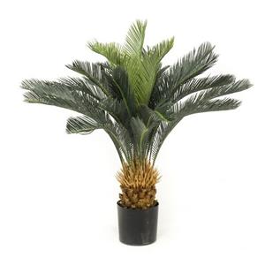 Bellatio flowers & plants Kunstplant Cycas Revoluta - 90 cm - Zwarte Pot - Vredespalm -