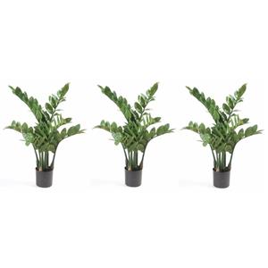 Bellatio flowers & plants 3x Groene Zamioculcus kunstplanten 70 cm -