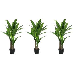 Shoppartners 3x Groene Dracaena/drakenbloedboom kunstplanten 105 cm in pot -