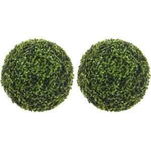 Mica Decorations 2x stuks buxus bol Theeblad groen D50 cm kunstplant UV-bestendig -