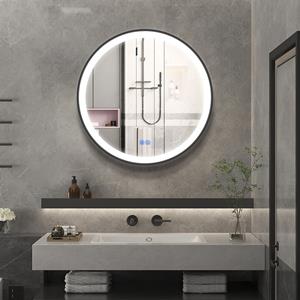 Sanexo Badkamerspiegel Starlight Rond Touch Zwart 80Cm Met Led Verlichting En Anti Condens