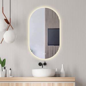 Sanexo Badkamerspiegel Sunlight Ovaal Touch 60X100Cm Met Led Verlichting En Spiegelverwarming