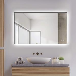 Sanexo Badkamerspiegel Sunlight Rechthoek Touch Zwart 100X60Cm Met Led Verlichting En Spiegelverwarming