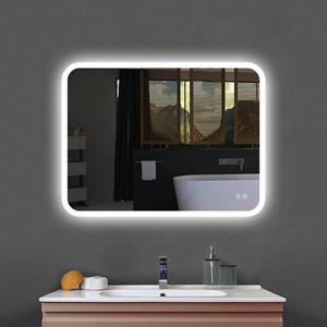 Sanexo Badkamerspiegel Summerlight Rechthoek Touch 80X60Cm Met Led Verlichting En Spiegelverwarming