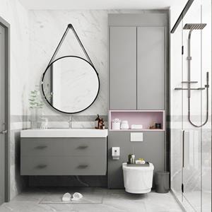 Sanexo Spiegel Daylight Rond Zwart Met Leren Band 80x80cm