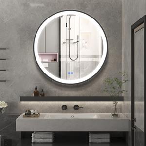 Sanexo Badkamerspiegel Starlight Rond Touch Zwart 100Cm Met Led Verlichting En Anti Condens