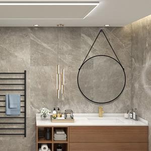 Sanexo Spiegel Daylight Rond Zwart Met Leren Band 100x100cm