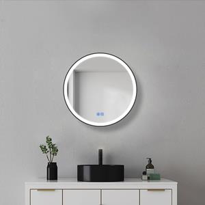 Sanexo Badkamerspiegel Starlight Rond Touch Zwart 60Cm Met Led Verlichting En Anti Condens