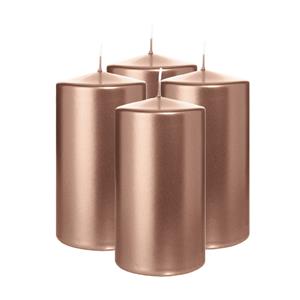 Wiedemann Cilinderkaars/stompkaars - 4x - metallic roségoud - 13 x 7 cm - 52 branduren -
