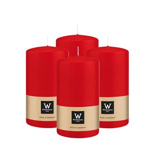 Wiedemann Cilinderkaars/stompkaars - 4x - rood - 13 x 7 cm - 52 branduren -