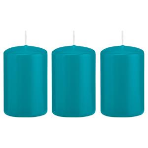 Trend Candles Cilinderkaars/stompkaars - 5x - turquoise - 5 x 8 cm - 18 branduren -