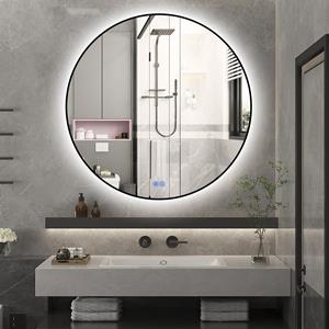 Sanexo Badkamerspiegel Sunlight Rond Touch Zwart 120Cm Met Led Verlichting En Anti Condens