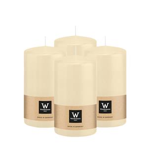 Wiedemann Cilinderkaars/stompkaars - 4x - creme wit - 13 x 7 cm - 52 branduren -