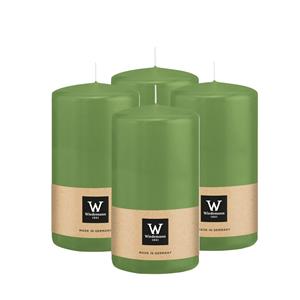 Wiedemann Cilinderkaars/stompkaars - 4x - lichtgroen - 13 x 7 cm - 52 branduren -