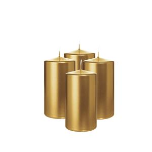 Wiedemann Cilinderkaars/stompkaars - 4x - metallic goud - 13 x 7 cm - 52 branduren -