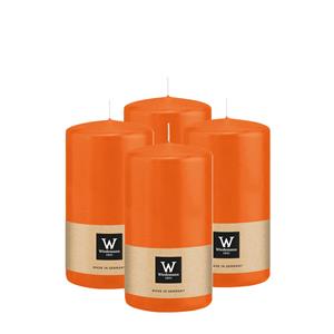 Wiedemann Cilinderkaars/stompkaars - 4x - oranje - 13 x 7 cm - 52 branduren -