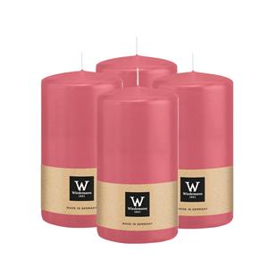 Wiedemann Cilinderkaars/stompkaars - 4x - roze - 13 x 7 cm - 52 branduren -