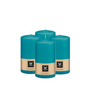 Wiedemann Cilinderkaars/stompkaars - 4x - turquoise blauw - 13 x 7 cm - 52 branduren -
