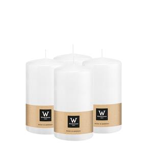 Wiedemann Cilinderkaars/stompkaars - 4x - wit - 13 x 7 cm - 52 branduren -