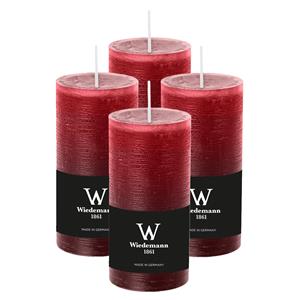 Wiedemann Cilinderkaars/stompkaars - 4x - rustieke kaars - bordeauxrood - 6 x 12 cm - branduren -