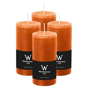 Wiedemann Cilinderkaars/stompkaars - 4x - rustieke kaars - cognac bruin - 6 x 12 cm - branduren -