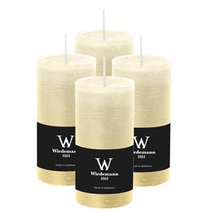 Wiedemann Cilinderkaars/stompkaars - 4x - rustieke kaars - creme wit - 6 x 12 cm - branduren -