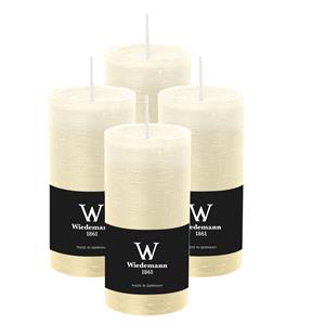 Wiedemann Cilinderkaars/stompkaars - 4x - rustieke kaars - ivoorwit - 6 x 12 cm - branduren -