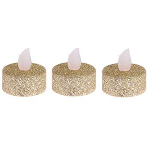 Merkloos 18x stuks Led theelichtjes/waxinelichtjes goud glitter -