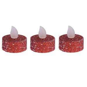 Merkloos 18x stuks Led theelichtjes/waxinelichtjes rood glitter -