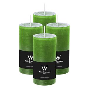 Wiedemann Cilinderkaars/stompkaars - 4x - rustieke kaars - lichtgroen - 6 x 12 cm - branduren -