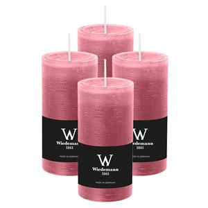 Wiedemann Cilinderkaars/stompkaars - 4x - rustieke kaars - oudroze - 6 x 12 cm - branduren -